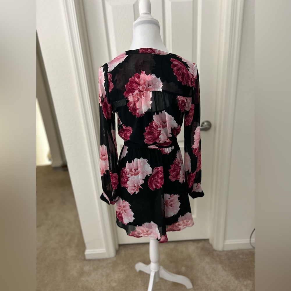 NWT 🔮 Banana Republic 🔮 Black, Pink & Red Floral Long Sleeve Dress - XS - Picture 7 of 7